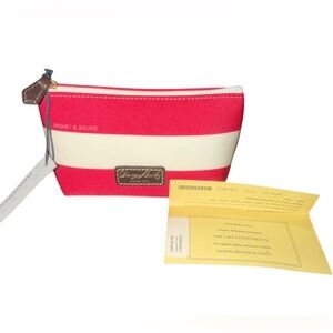 Dooney & Bourke Sullivan Red and white Striped Zip Pouch NWT